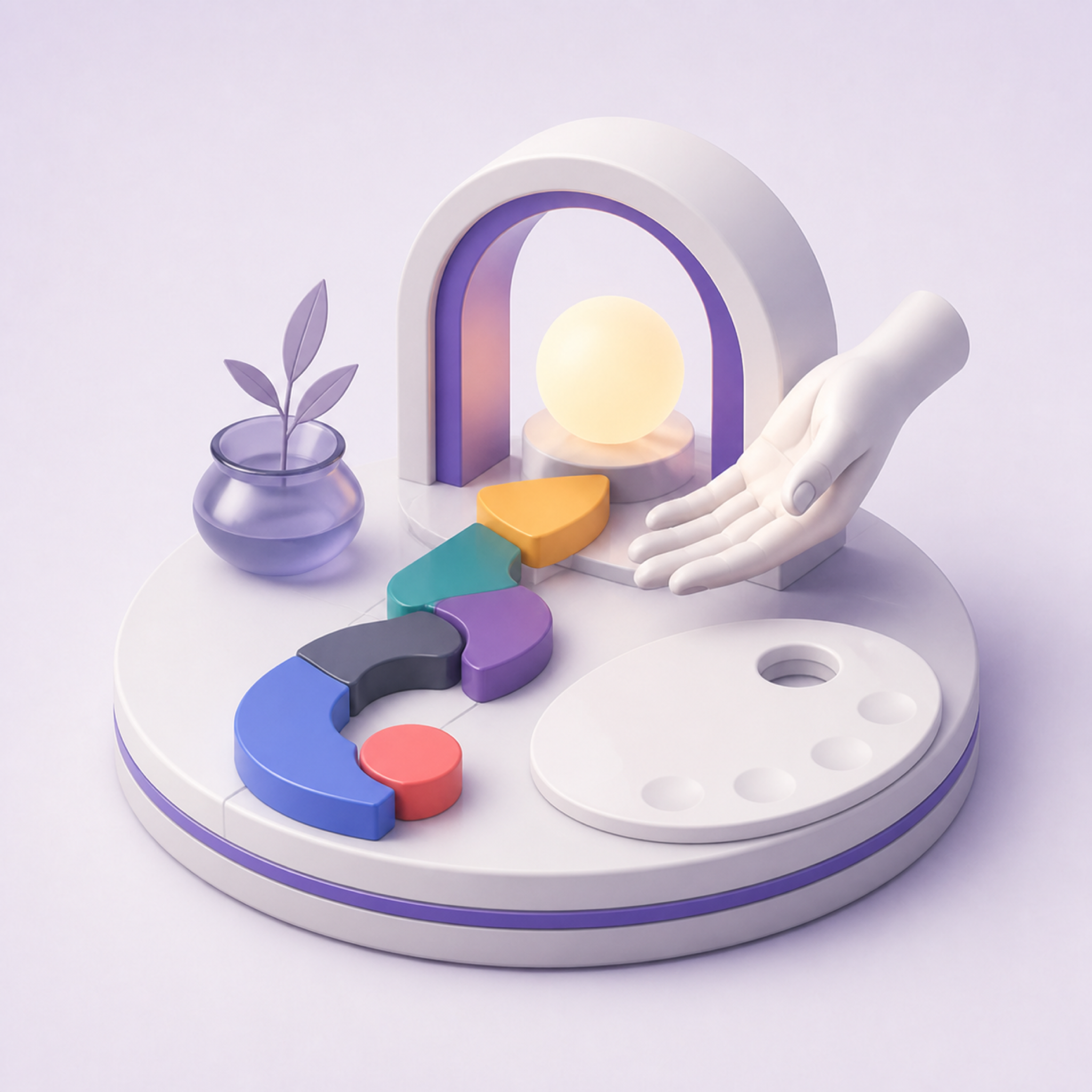 3D illustration representing Arts Education & Therapy AI tools