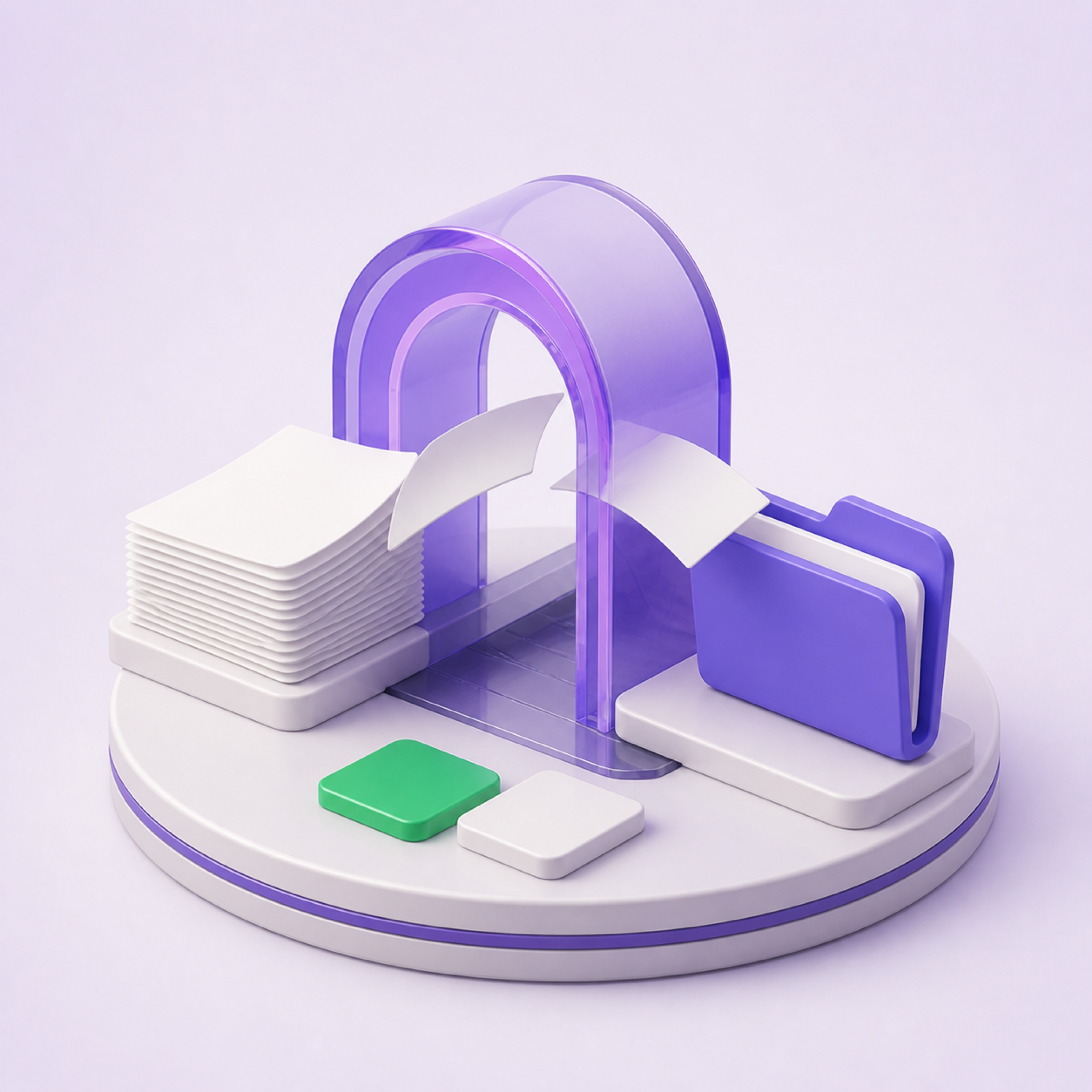 Document Processing & File Management — 3D illustration
